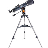 Celestron AstroMaster 102AZ Telescope with tripod at full height facing right