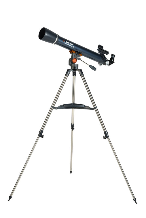 Full height steel tripod and mount on the Celestron AstroMaster LT 70AZ Telescope