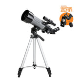 Silver Celestron Travel Scope 70 DX Portable Telescope with Smartphone Adapter  on a white background