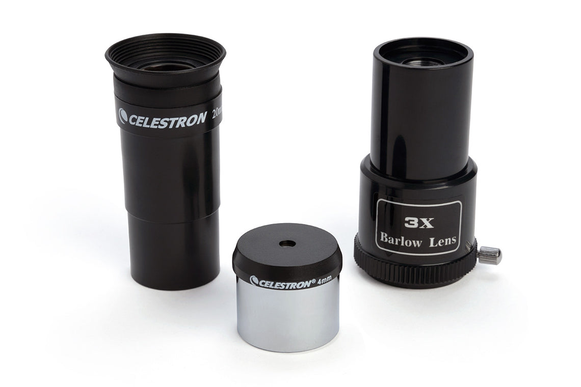 20mm, 4mm  and 3x Barlow eyepieces that come with the Celestron PowerSeeker 1149EQ Reflector Telescope
