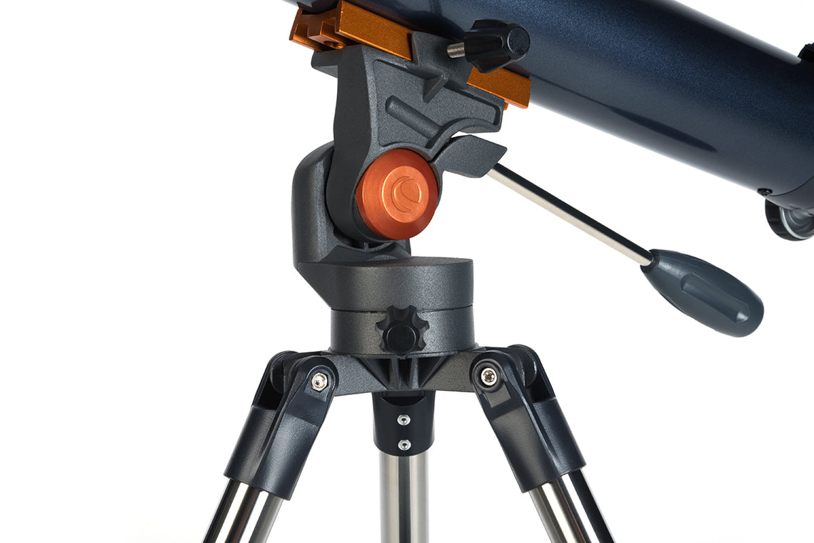 Close up of the mount with the Celestron AstroMaster LT 70AZ Telescope