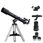 Saxon 707 AZ2 Refractor Telescope with eypiece finderscope and barlow accessories 