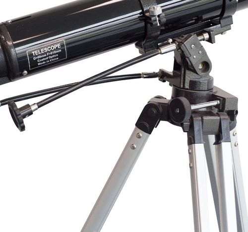 Black metal AZ3 mount with fine movement toggles on the saxon 909-AZ3 Refractor Telescope
