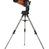 Full height steel tripod with mount, hand controller and orange Celestron Nexstar 8SE Computerised Telescope
