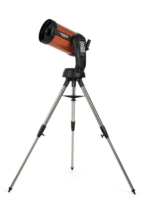Full height steel tripod with mount, hand controller and orange Celestron Nexstar 8SE Computerised Telescope
