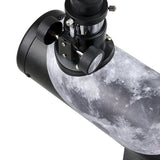 Celestron Robert Reeves Edition FirstScope Tabletop Telescope close up showing details of the focuser and eye piece