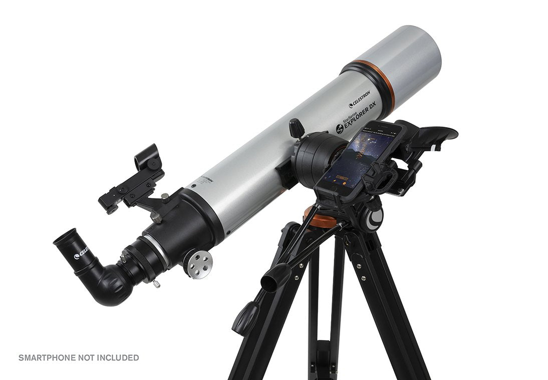 Side view of DX mount and docking station for he Celestron StarSense Explorer DX 102AZ - Smart phone app-enabled refractor telescope