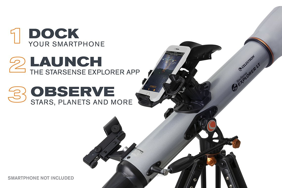 Dock, launch, observe instructions for the Celestron StarSense Explorer LT 80AZ - Smartphone app-enabled refractor telescope