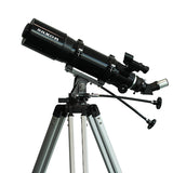 Black Saxon 1025 AZ3 Pioneer Refractor Telescope with AZ3 metal mount and silver tripod