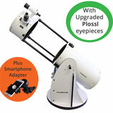 Saxon 12" DeepSky Collapsible Dobsonian Telescope with upgraded eyepiece and smartphone adapter logos