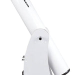 White Saxon 6" Dobsonian Telescope tall view, tube pointing up