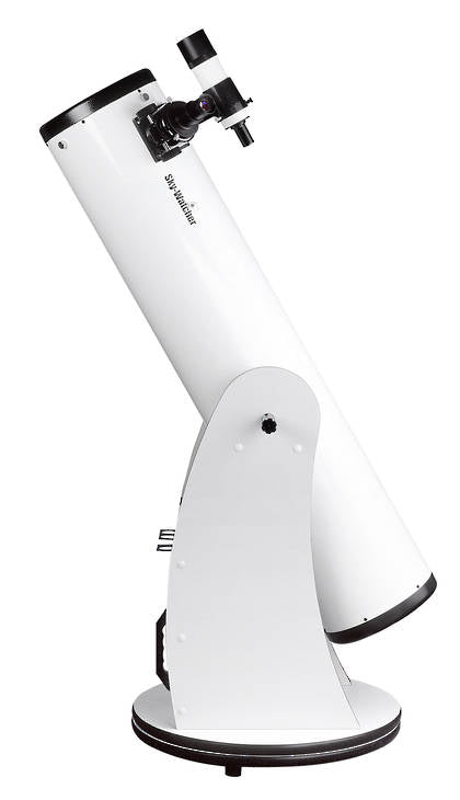 White Sky-Watcher 10" Dobsonian Telescope - narrow - tall view facing up