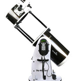 Sky-Watcher 12" Collapsible Dobsonian Telescope with GoTo showing hand controller.